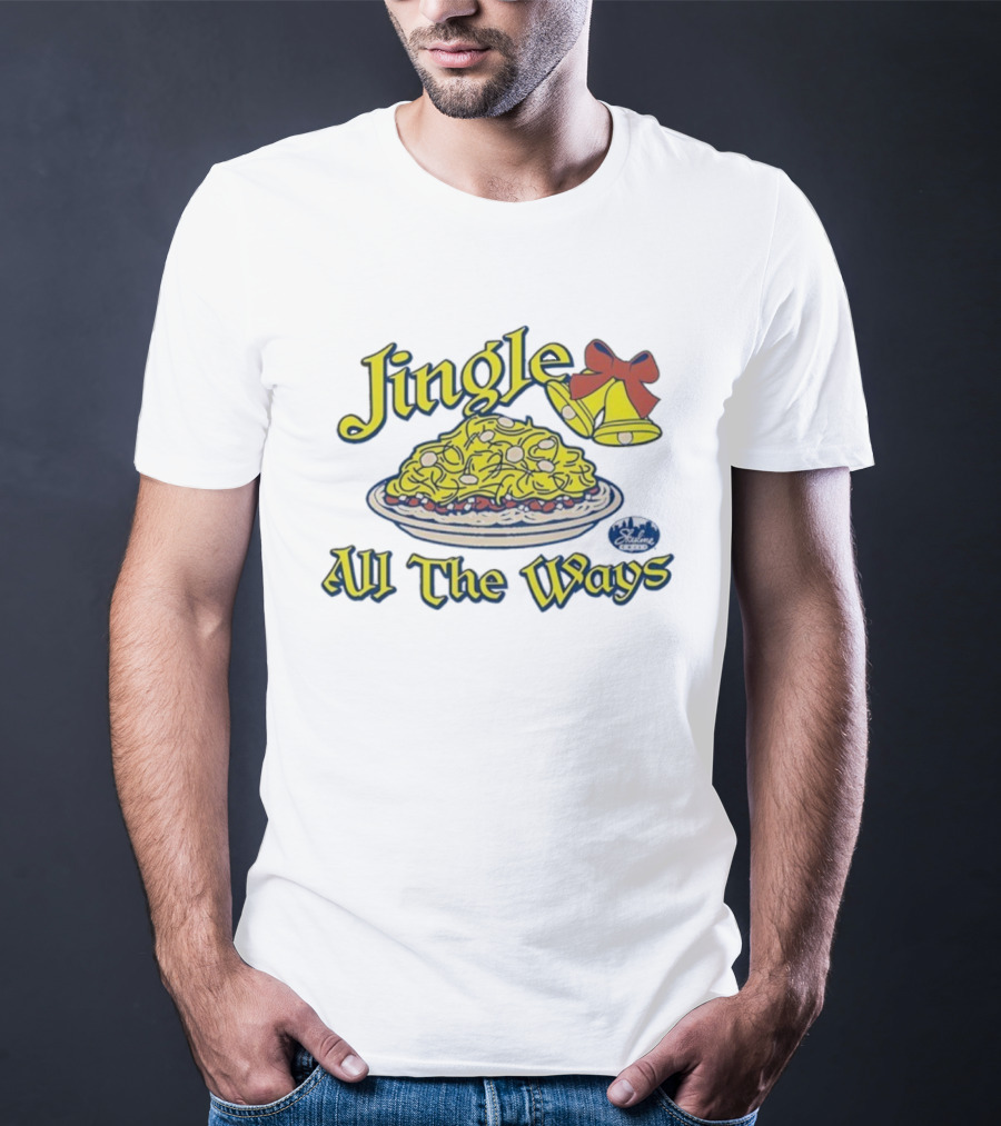 Jingle All The Ways Yellow Bells Spaghetti Plate Skyline T-Shirt