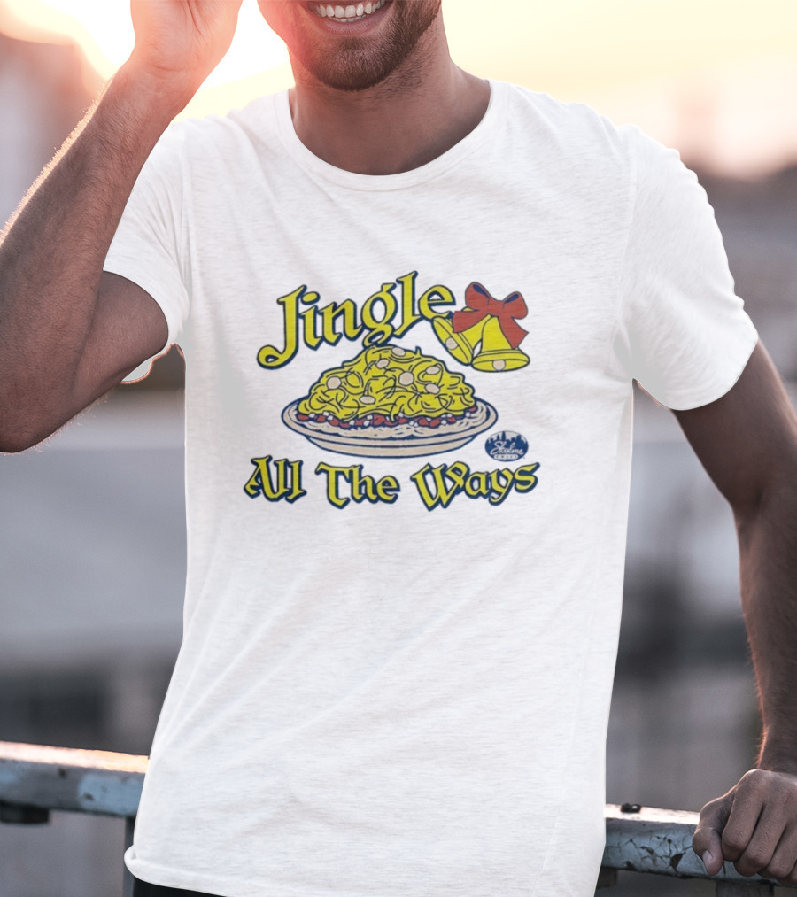 Jingle All The Ways Yellow Bells Spaghetti Plate Skyline T-Shirt