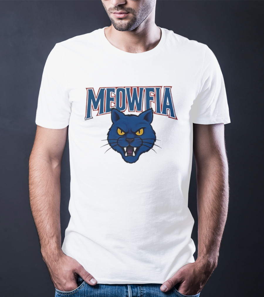 Meowfia Buffalo Bills Big Head Cat Parody T-Shirt