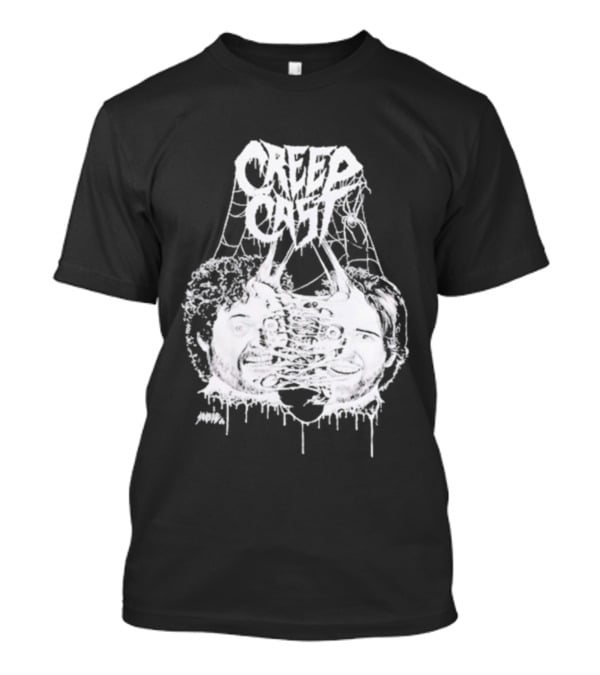 CreepCast Faces Haunted Webs Spooky Vibe T-Shirt
