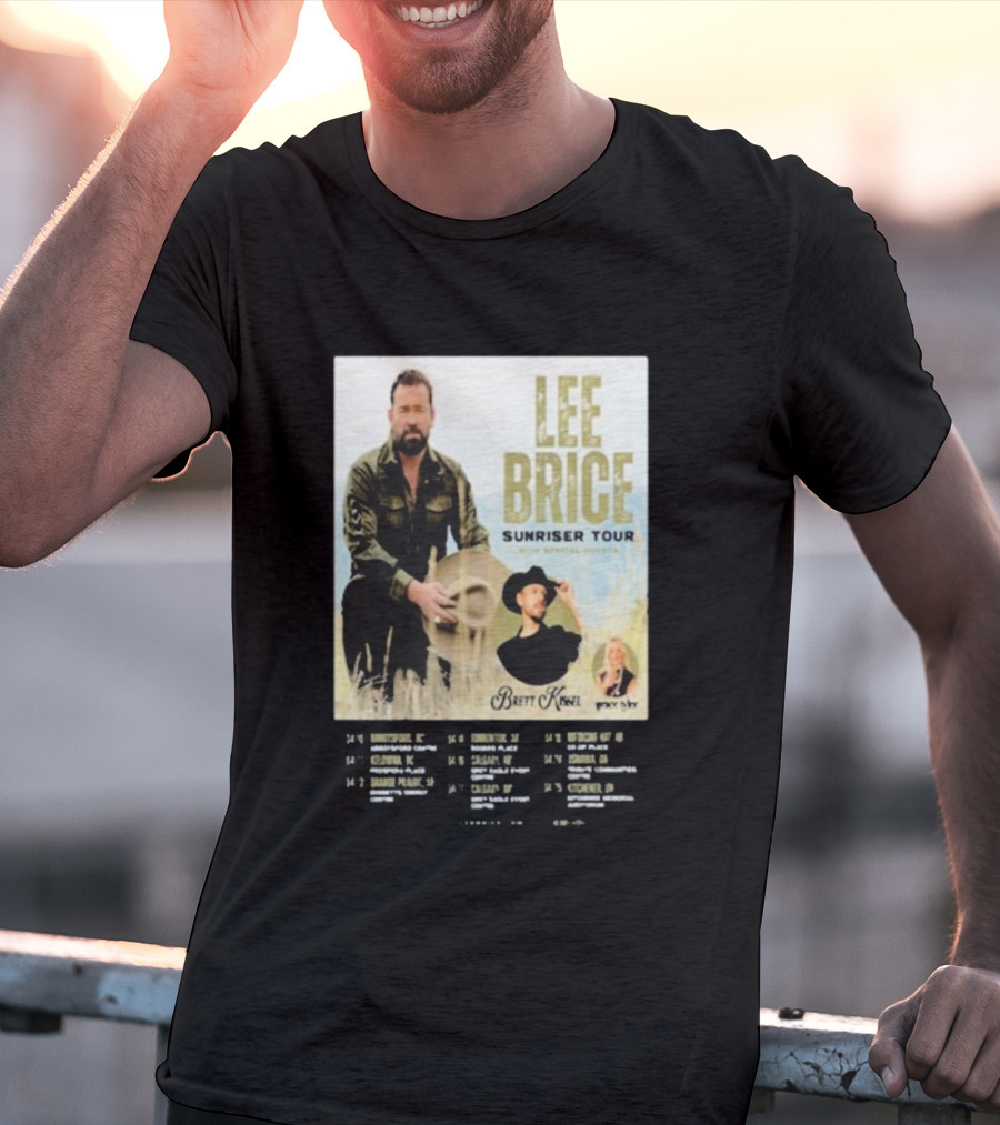 Lee Brice Sunriser Tour 2026 With Brett Kissel And Tenille Arts T-Shirt