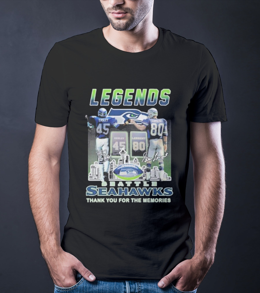 Kenny Easley Steve Largent Legends Seattle Seahawks Signatures 45 80 Icons T-Shirt