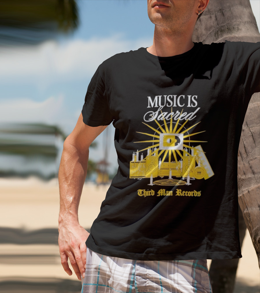 Third Man Records Music Is Sacred Sunburst Keyboard Speaker Icon T-Shirt