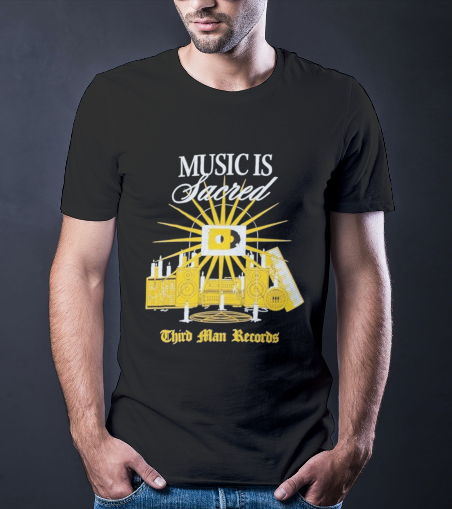 Third Man Records Music Is Sacred Sunburst Keyboard Speaker Icon T-Shirt