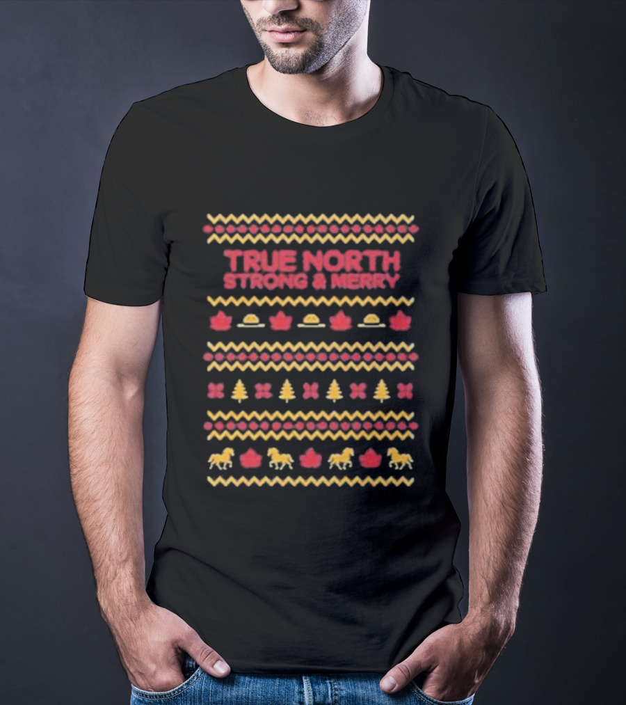 True North Strong And Merry Ugly Christmas Sweater Food Theme T-Shirt
