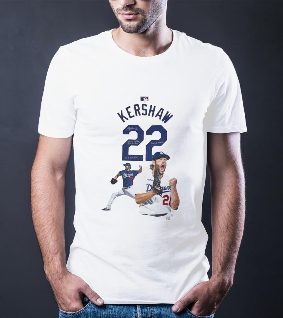 Kershaw 22 Los Angeles Dodgers MLB Signature Series MVP World Series Icon 2025 T-Shirt