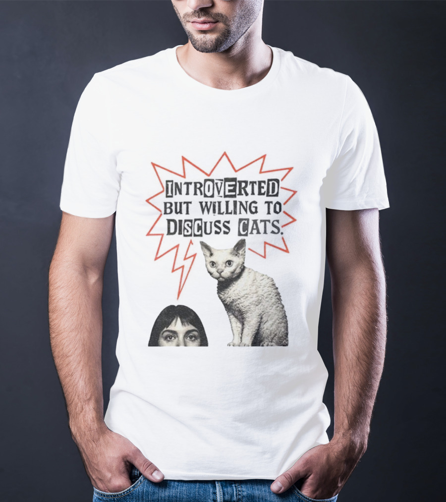 Introverted But Willing To Discuss Cats Vintage Style Funny Cat Design T-Shirt