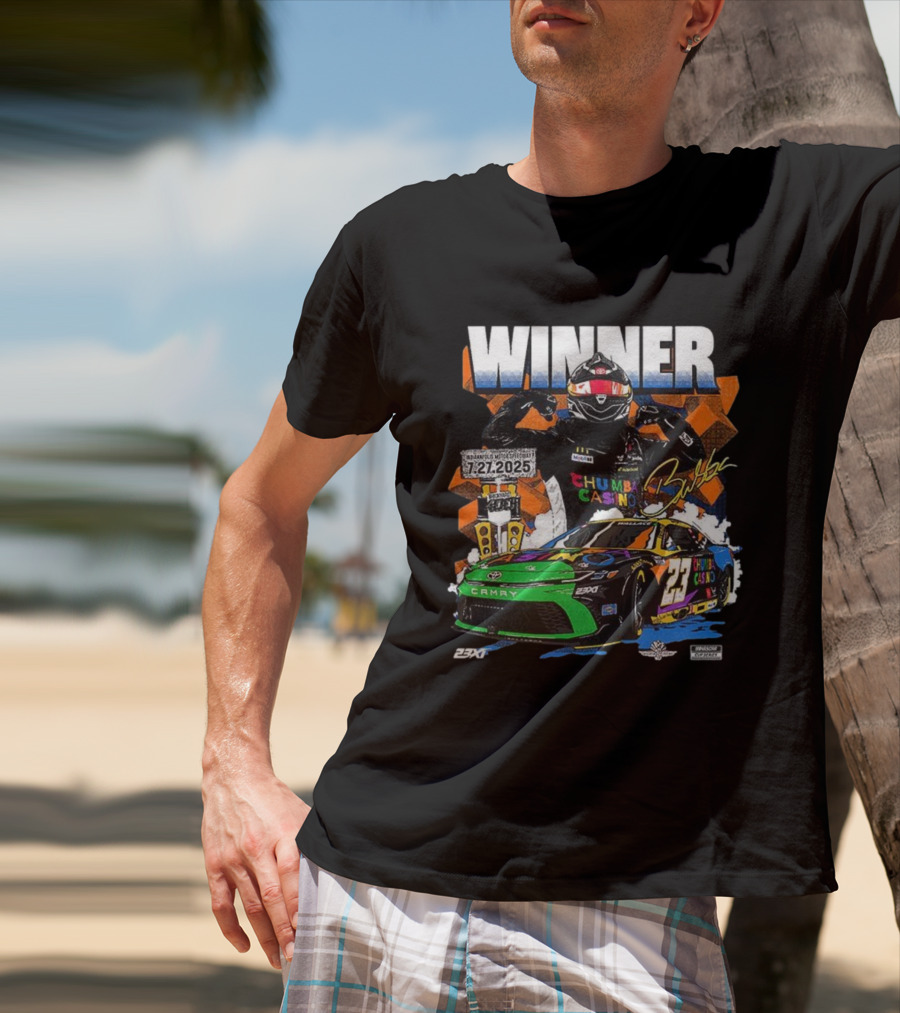 2025 Indianapolis Motor Speedway 23XI Racing Winner Bubba Wallace Signature NASCAR Event T-Shirt