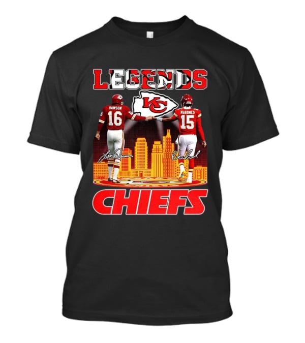 Len Dawson Patrick Mahomes Kansas City Chiefs Legends Signatures T-Shirt