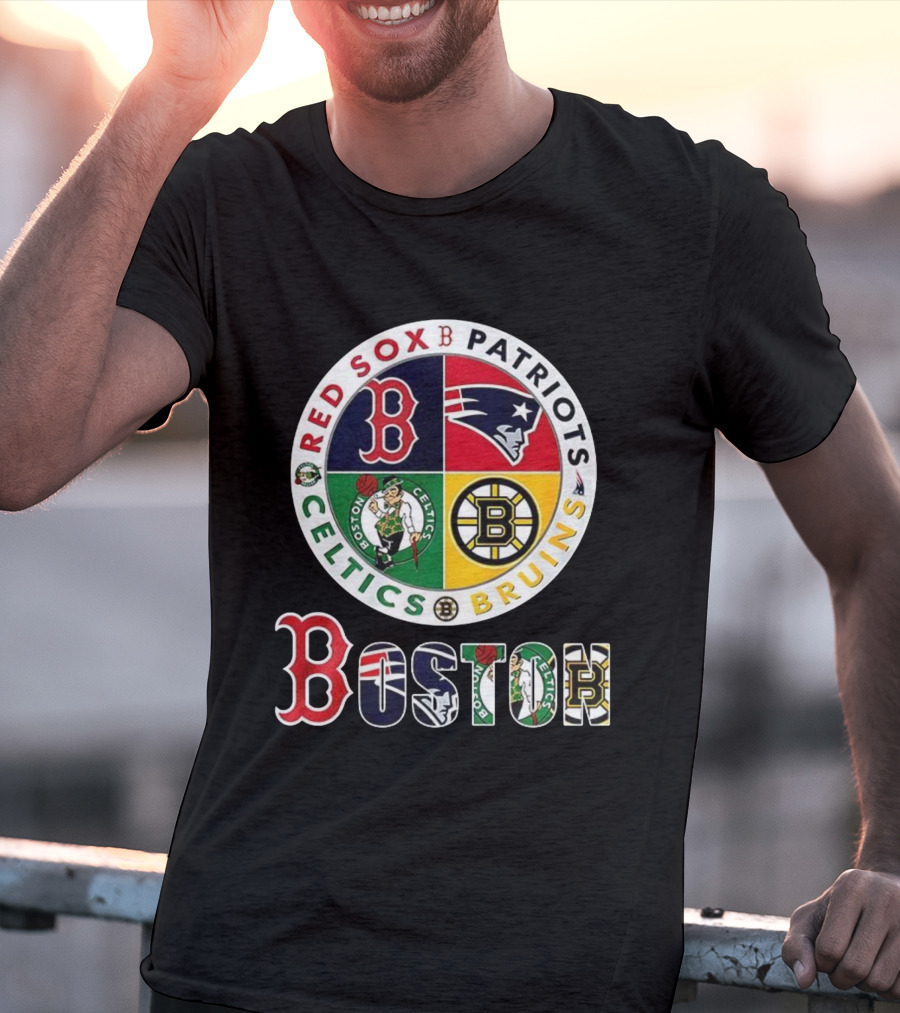 Boston Red Sox Patriots Celtics Bruins Mashup Classic Sports Teams T-Shirt