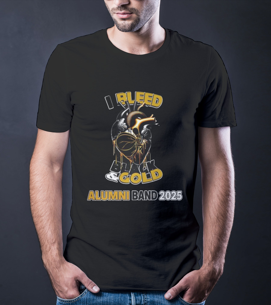 I Bleed Black Gold Alumni Band 2025 Heart Design T-Shirt