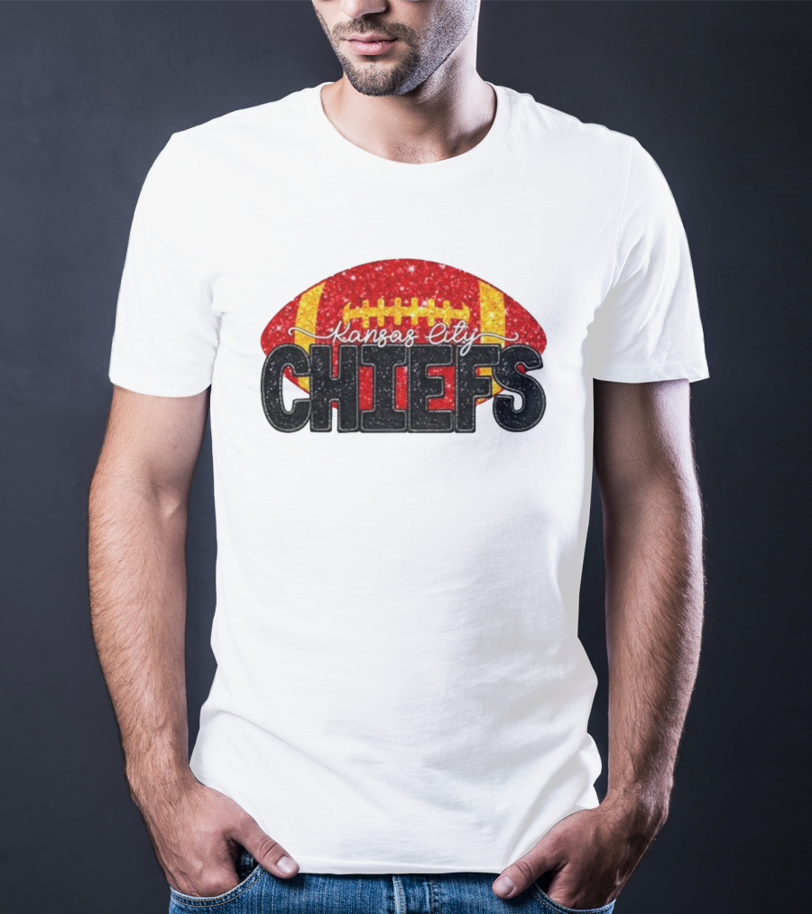 Kansas City Chiefs Faux Glitter NFL Football Game Day Fan Wear T-Shirt