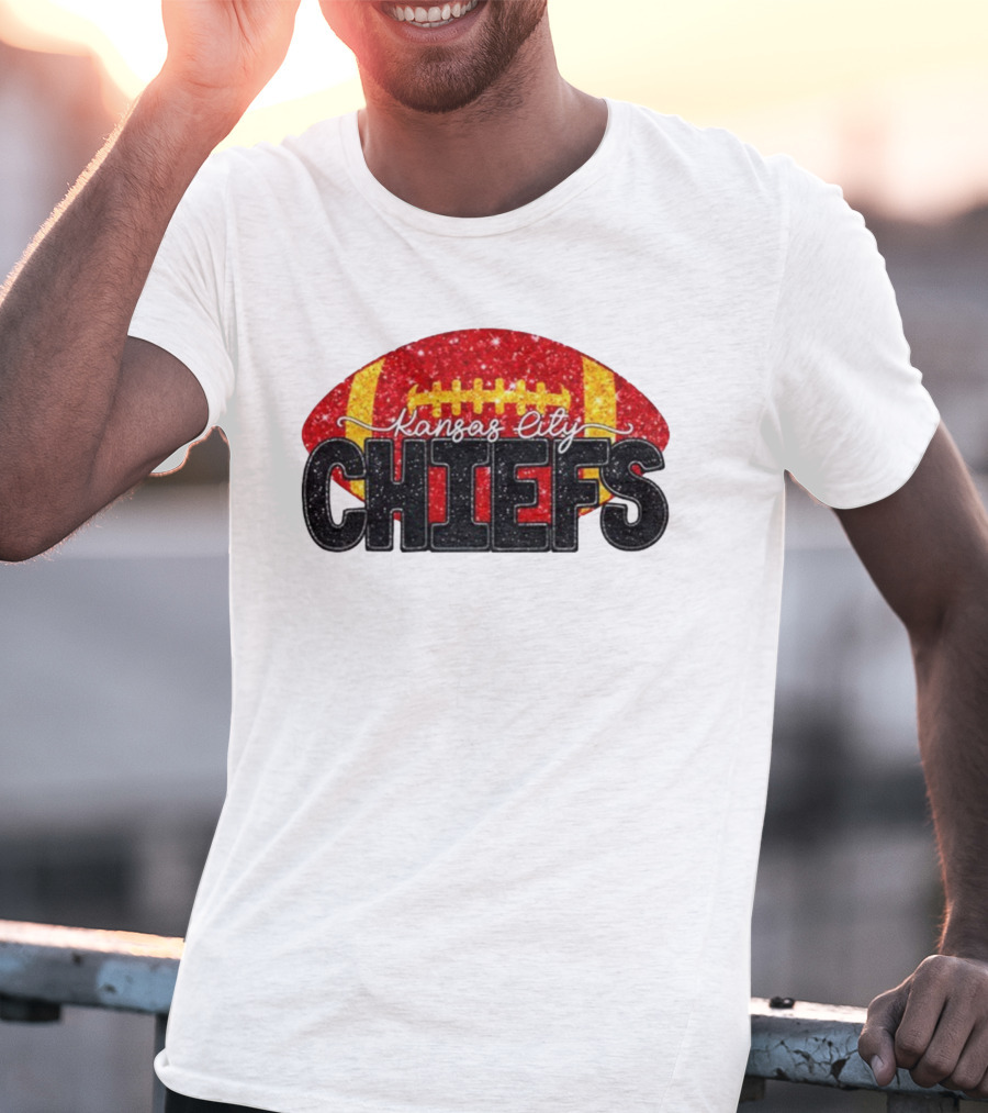 Kansas City Chiefs Faux Glitter NFL Football Game Day Fan Wear T-Shirt