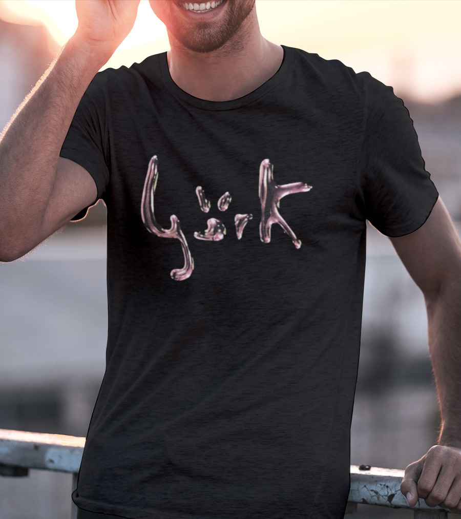 Björk Bubble Text Metallic Texture T-Shirt