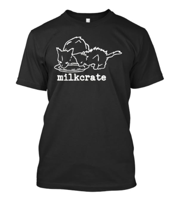 Milkcrate Cat Drawing With Two Cats Drinking Milk T-Shirt