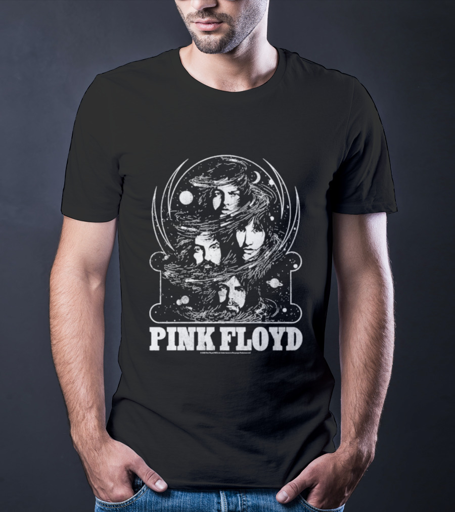 Pink Floyd Cosmic Faces Swirling Planetary Portraits T-Shirt