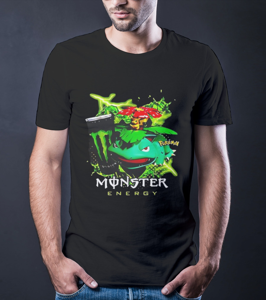 Pokémon Venusaur Vileplume Pikachu And Monster Energy Collaboration T-Shirt
