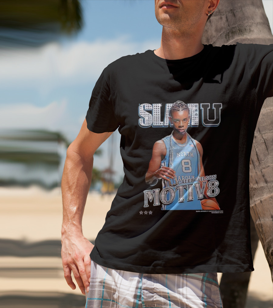SlamU North Carolina Caleb Wilson Number 8 Motiv8 Basketball T-Shirt