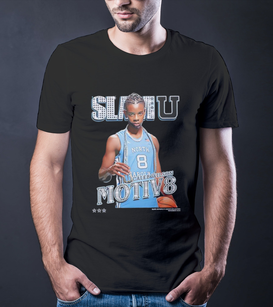 SlamU North Carolina Caleb Wilson Number 8 Motiv8 Basketball T-Shirt