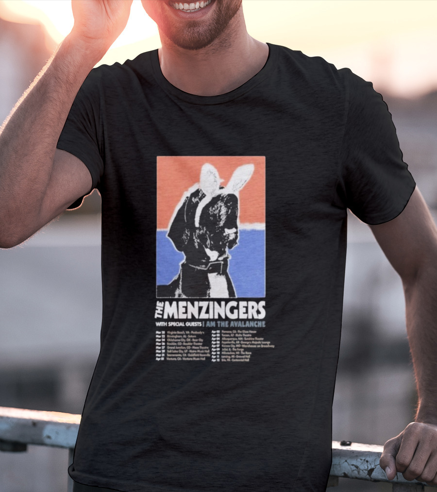 The Menzingers I Am The Avalanche Tour 2026 Black And White Dog Art Style T-Shirt