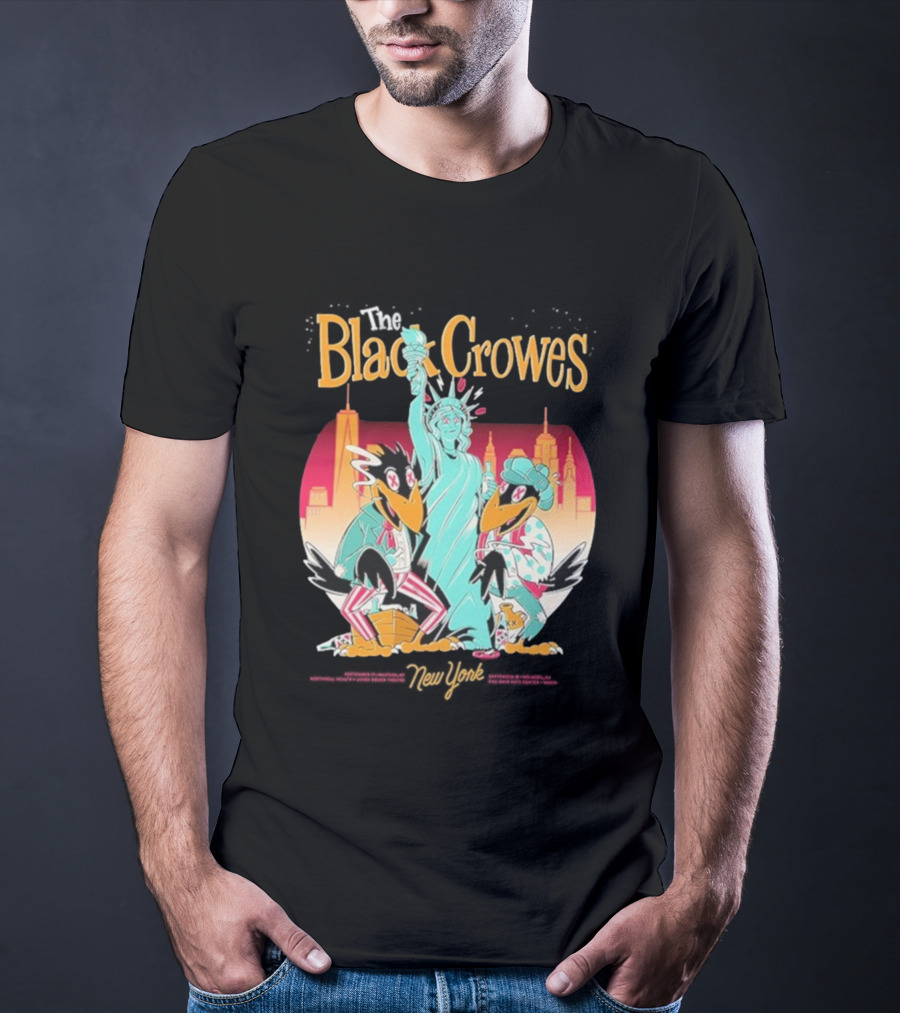 Black Crowes NYC Tour Statue Of Liberty Skyline 2023 2024 T-Shirt