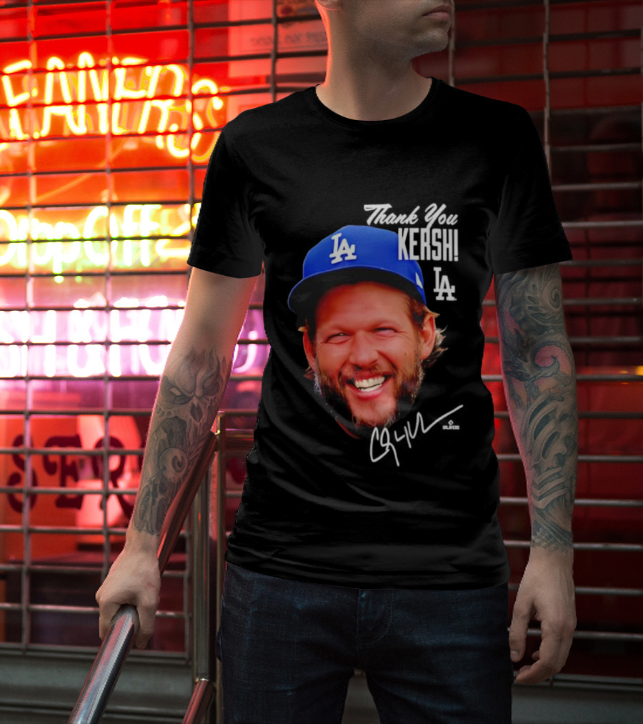 Clayton Kershaw Los Angeles Dodgers Signature Thank You Face T-Shirt