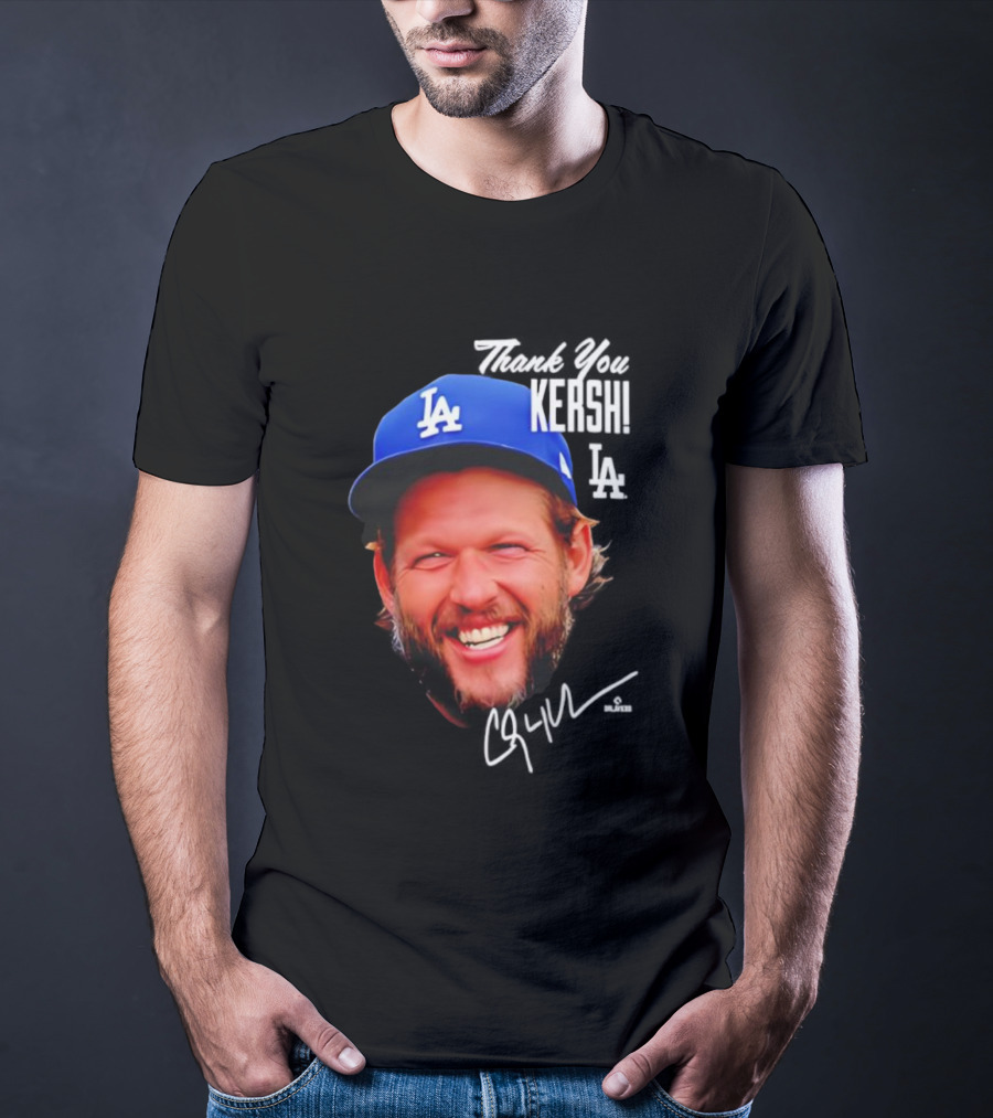 Clayton Kershaw Los Angeles Dodgers Signature Thank You Face T-Shirt