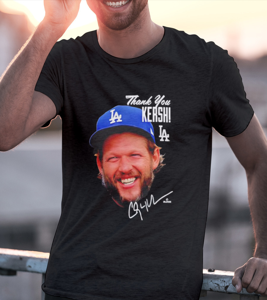 Clayton Kershaw Los Angeles Dodgers Signature Thank You Face T-Shirt