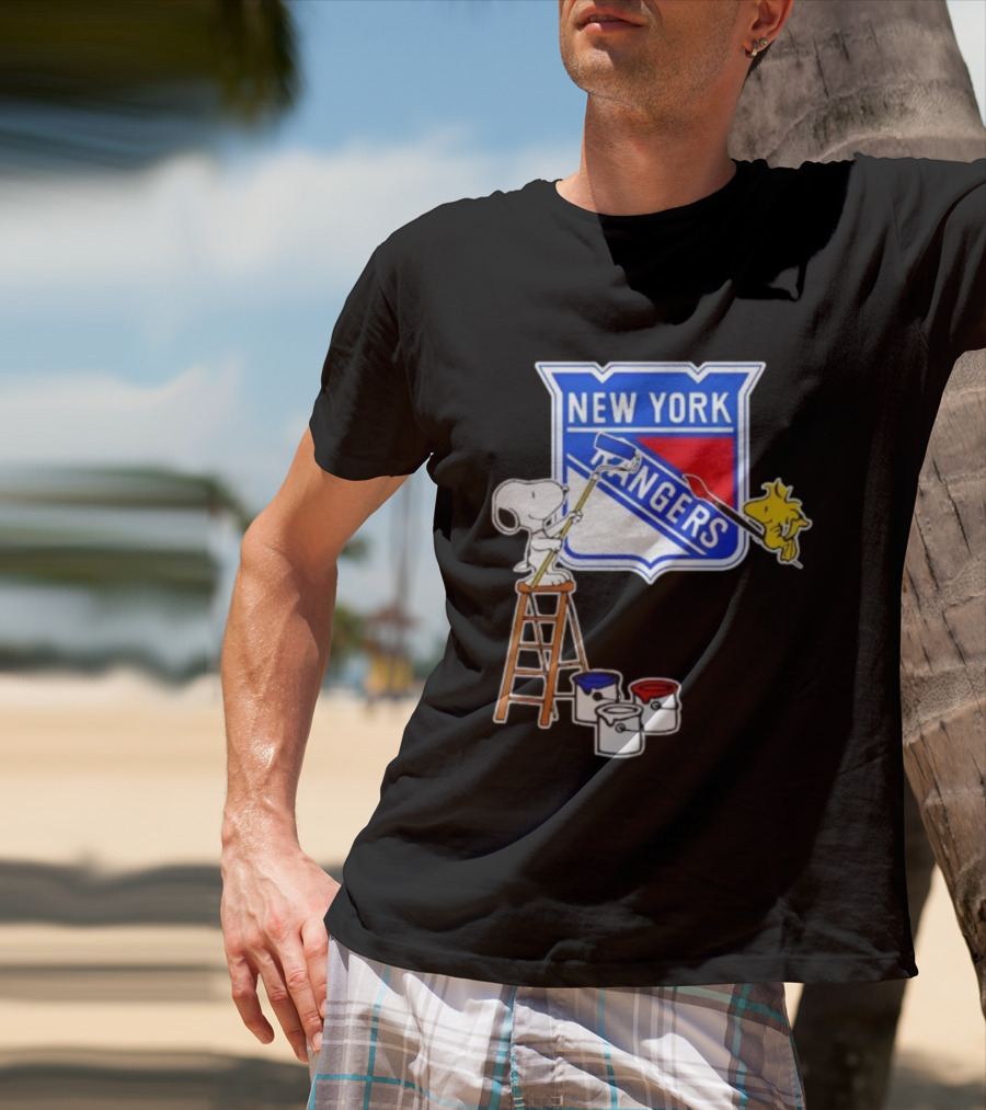 New York Rangers Snoopy Woodstock Painting Collaboration T-Shirt