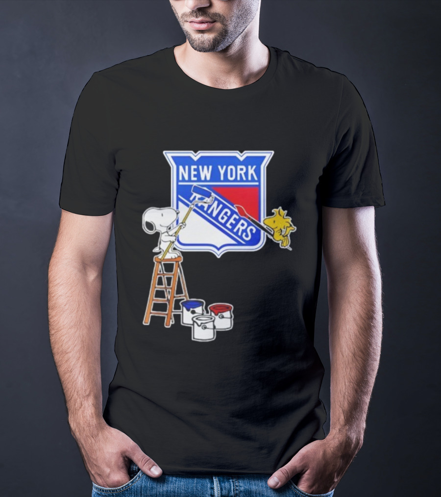 New York Rangers Snoopy Woodstock Painting Collaboration T-Shirt
