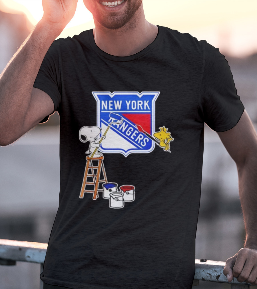 New York Rangers Snoopy Woodstock Painting Collaboration T-Shirt