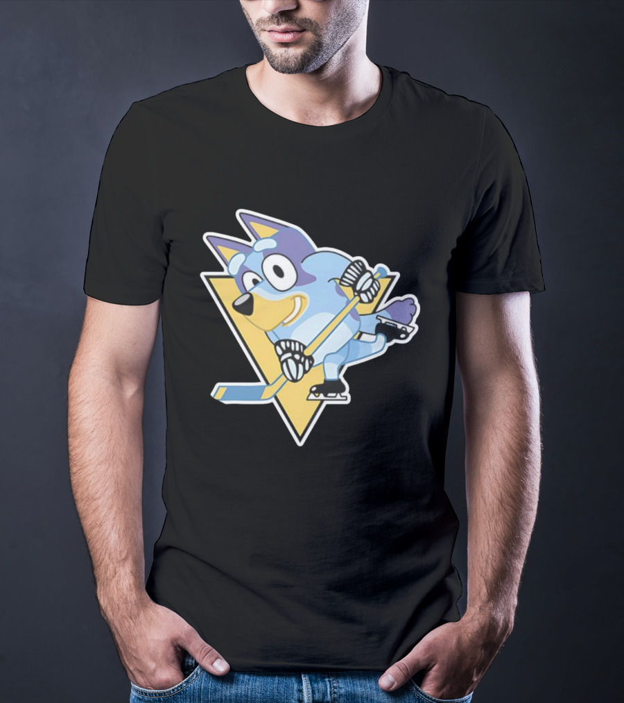 Pittsburgh Steelers Bluey Ice Hockey Crossover T-Shirt