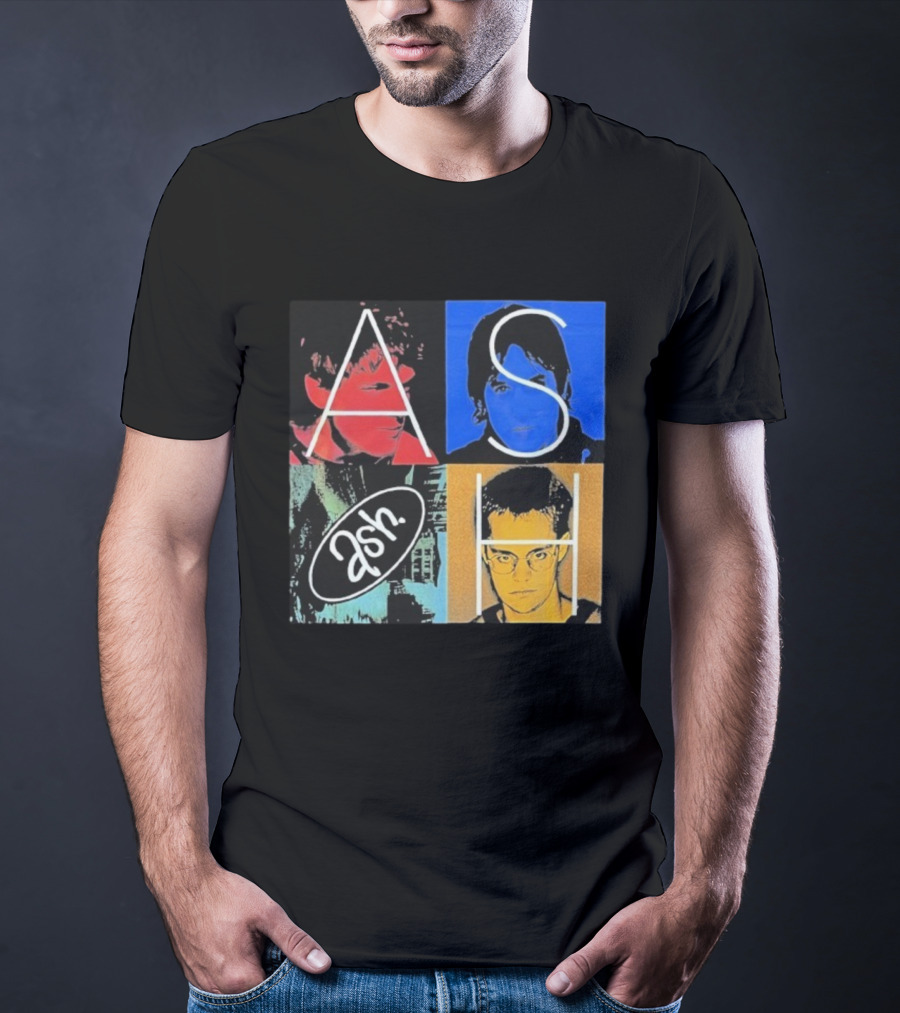 Ash Band Pop Art Style Faces Collage T-Shirt