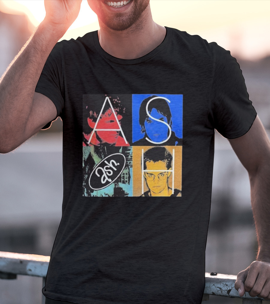 Ash Band Pop Art Style Faces Collage T-Shirt