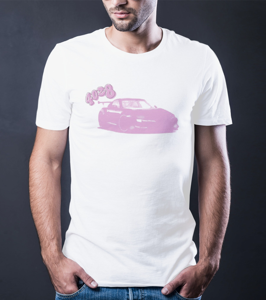 4028 Blocka Pink Car Graphic Racing Scene T-Shirt