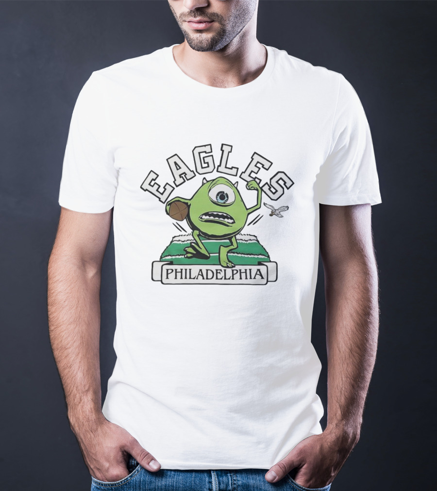 Mike Wazowski Philadelphia Eagles Football Monsters Inc Fusion T-Shirt
