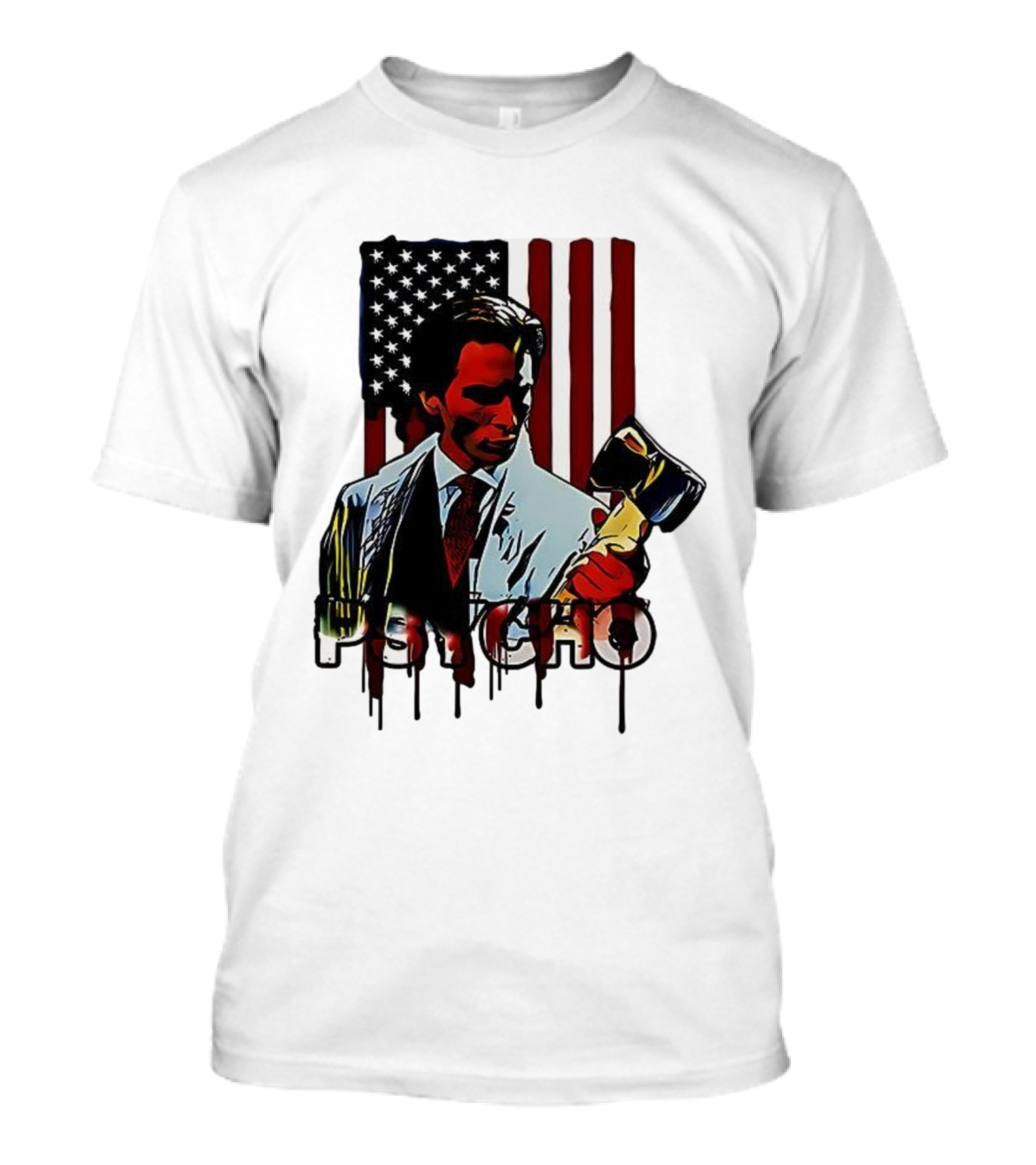 Patrick Bateman Psycho Ax American Flag Iconic Design T-Shirt