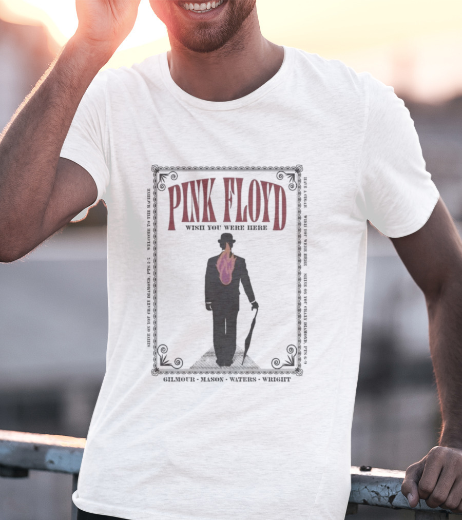 Pink Floyd Wish You Were Here Gilmour Mason Wright Silhouette Flame T-Shirt