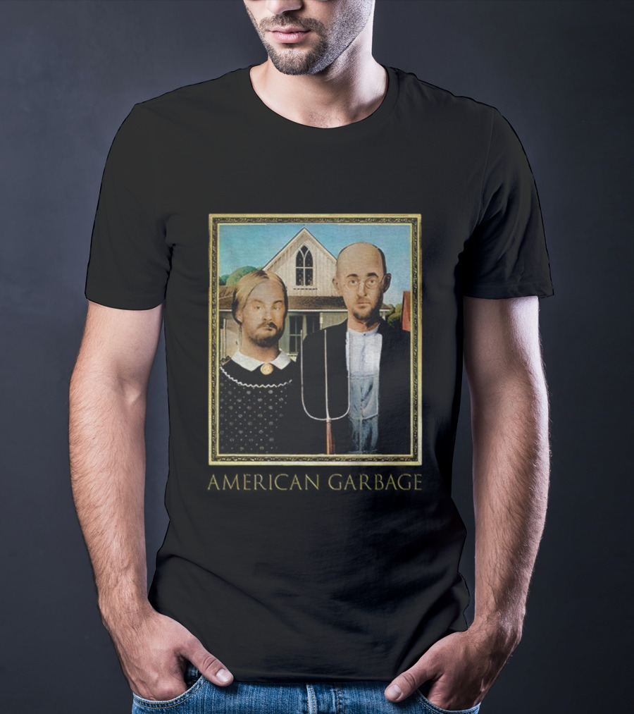 American Gothic American Garbage Mock Artwork Featured T-Shirt