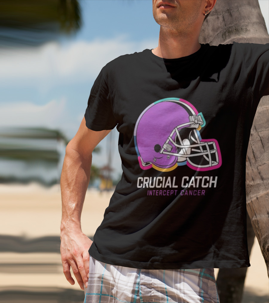 Cleveland Browns NFL Crucial Catch Intercept Cancer Helmet T-Shirt