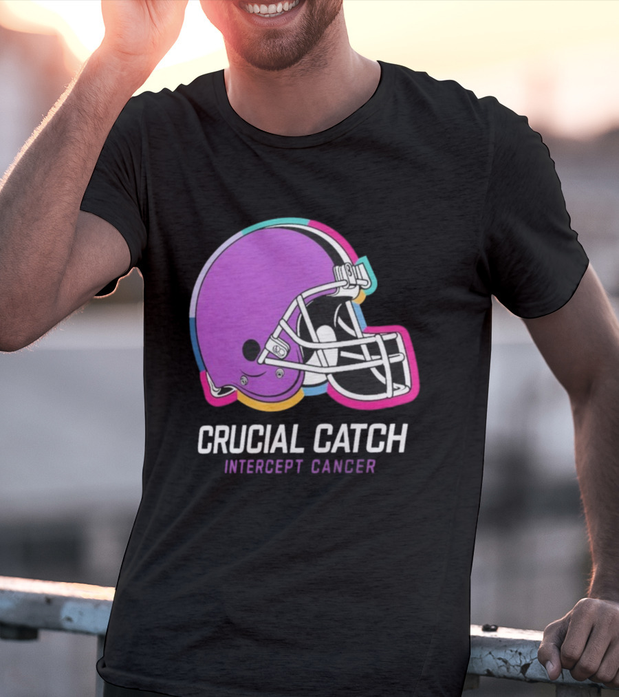 Cleveland Browns NFL Crucial Catch Intercept Cancer Helmet T-Shirt
