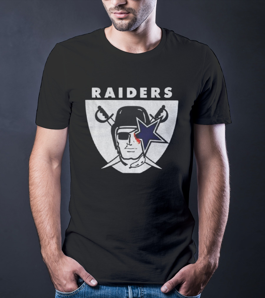 Las Vegas Raiders Dallas Cowboys Bleed Raiders Mashup NFL Logos T-Shirt