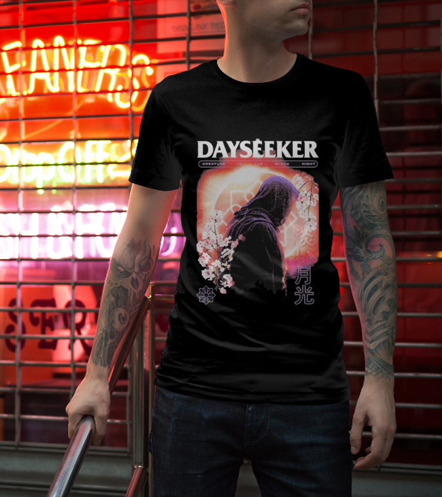Dayseeker Creature Black Night Cherry Blossom Aesthetic T-Shirt