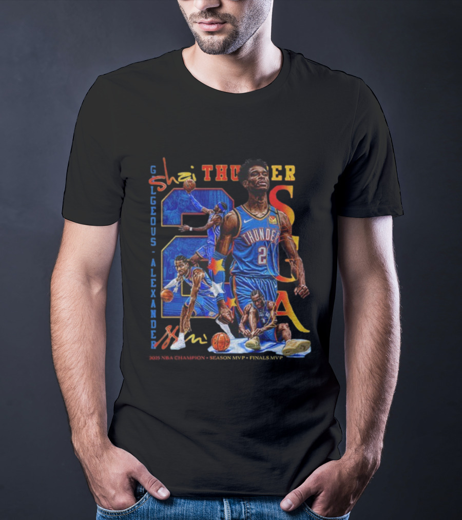 Oklahoma City Thunder Shai Gilgeous-Alexander SGA 2 Basketball MVP Champion T-Shirt