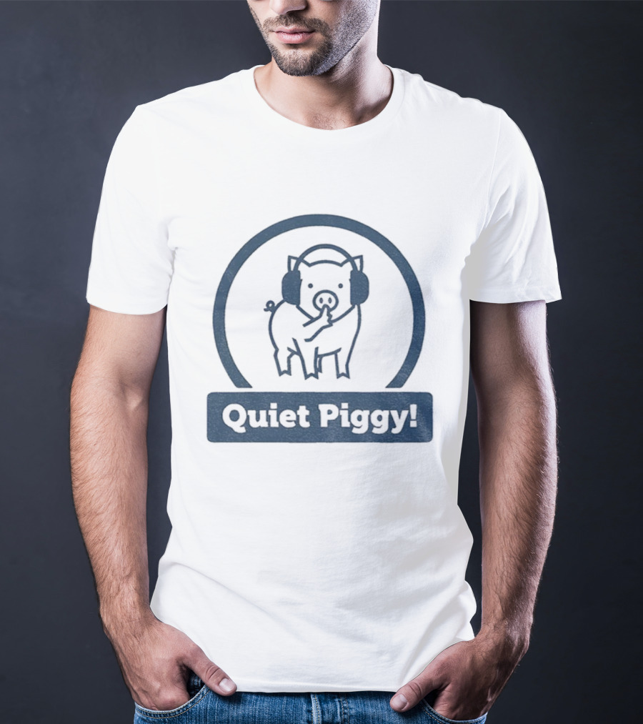 Quiet Piggy Humorous Piglet Illustration T-Shirt