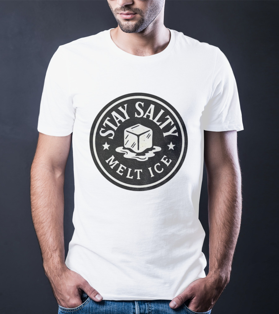 Stay Salty Melt Ice Protest Circle Ice Cube Icon T-Shirt