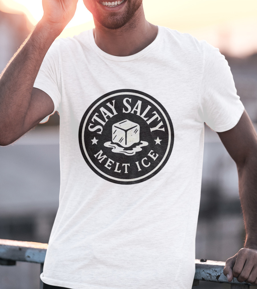 Stay Salty Melt Ice Protest Circle Ice Cube Icon T-Shirt