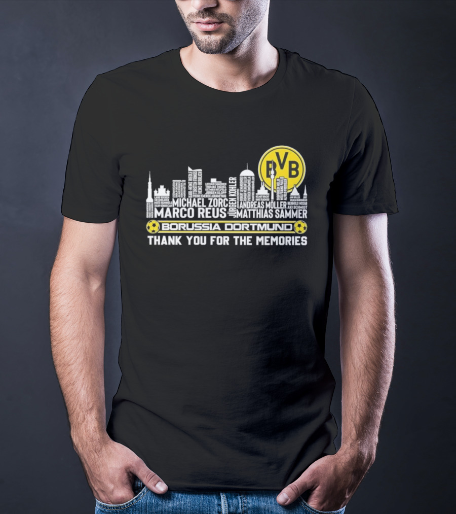 Borussia Dortmund BVB Marco Reus Matthias Sammer Skyline Club Crest Thank You For The Memories T-Shirt