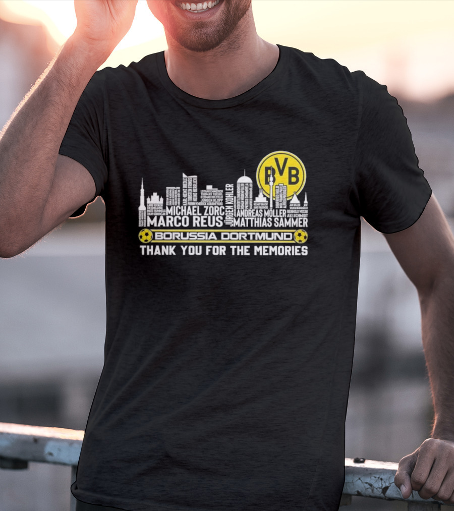 Borussia Dortmund BVB Marco Reus Matthias Sammer Skyline Club Crest Thank You For The Memories T-Shirt