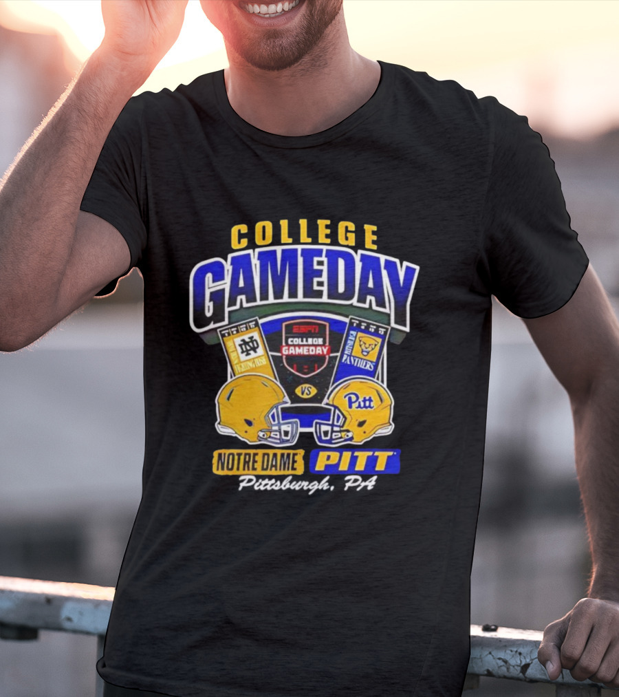 College Gameday ESPN Notre Dame Vs Pitt Panthers Football Helmets T-Shirt